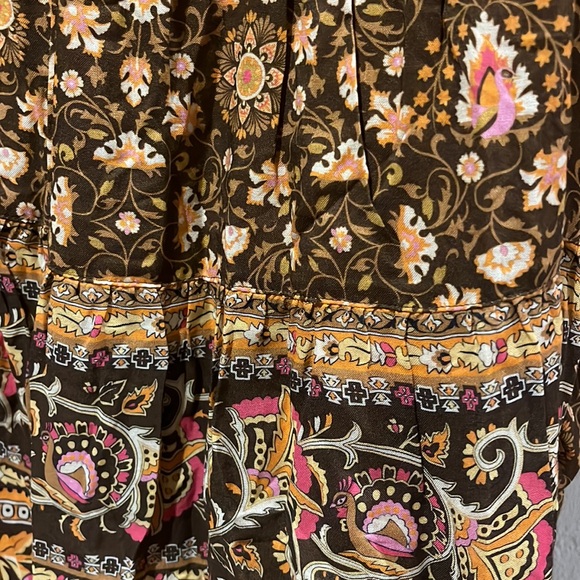 New SPELL MADAME PEACOCK BOHO festival Relax fit MINI DRESS - COFFEE - Picture 13 of 14